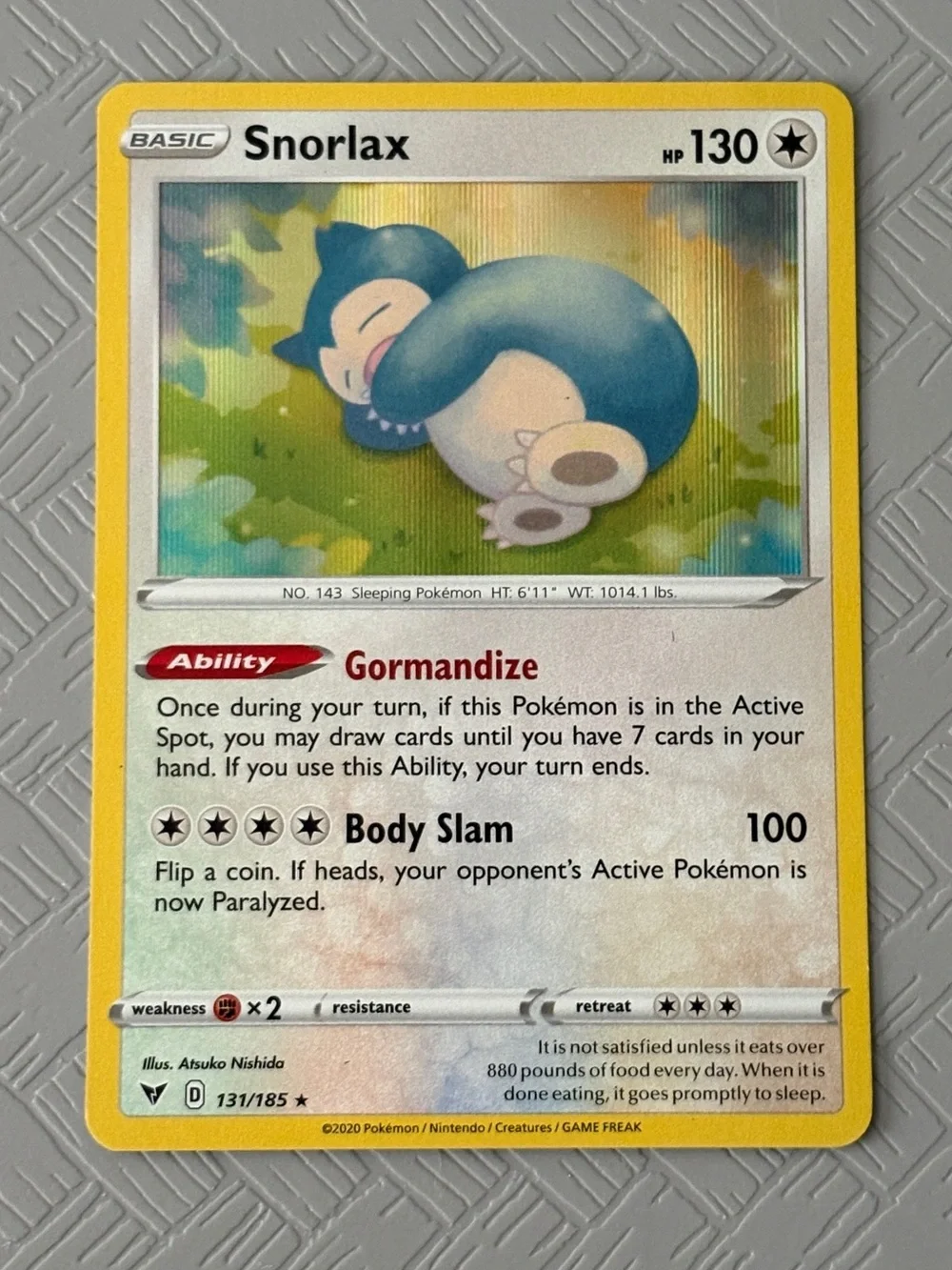 Snorlax 131/185 Pokemon TCG Holo Rare (Sleeping) NM